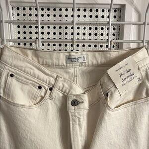 Abercrombie & Fitch Off-White Denim Pants 90s straight ultra high rise
